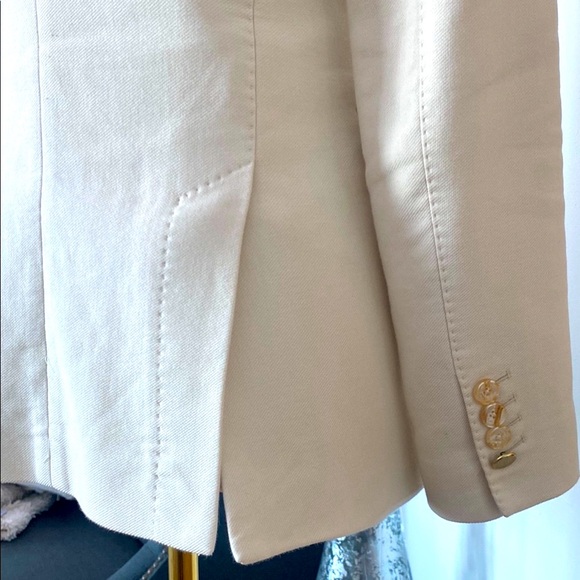 Massimo Dutti Cotton Slim Cream Blazer - Picture 7 of 13